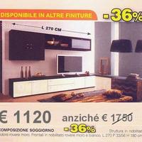 Composizione sala soggiorno colore bianco e rovere