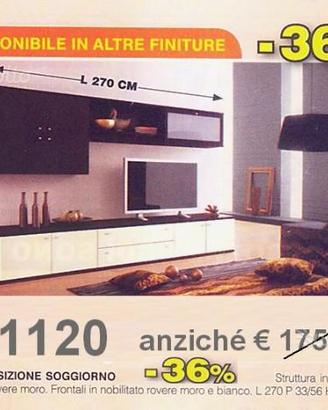 Composizione sala soggiorno colore bianco e rovere
