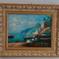 Quadro con Marina di Sorrento dipinto a olio.