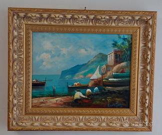 Quadro con Marina di Sorrento dipinto a olio.