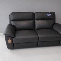 DIVANO 2 POSTI VERA PELLE CON 2 RELAX ELET.