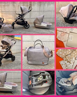 Trio PegPerego Mon Amour, base Isofix e accessori