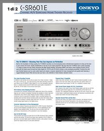 Amplificatore ricevitore AV ONKYO TX-SR601E + diff