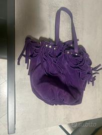 Borsa scamosciata frange