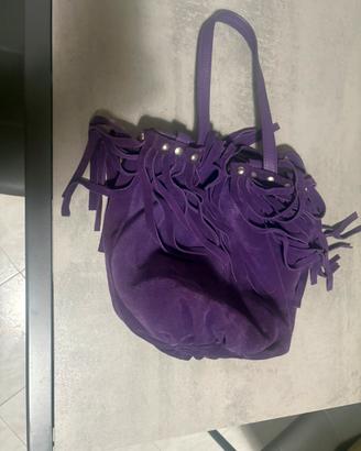 Borsa scamosciata frange