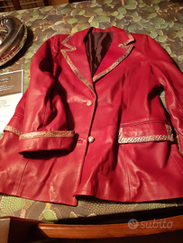 Giacca pelle donna bordeaux