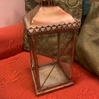 Portacandele in vetro e ottone vintage