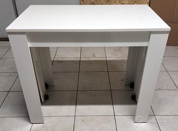 Consolle estensibile in laminato bianco lucido