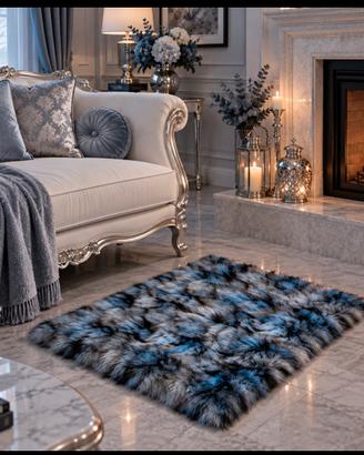 Splendido, unico Plaid in volpe argentata blu