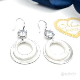 Orecchini donna acciaio madreperla pendenti