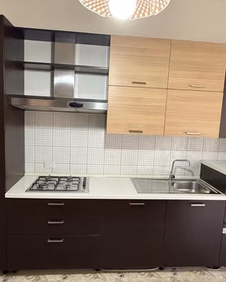 Cucina Moderna Lineare bicolore con elettrodomesti