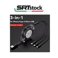 cavo di ricarica retrattile 3 in 1