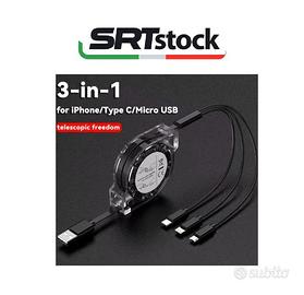 cavo di ricarica retrattile 3 in 1