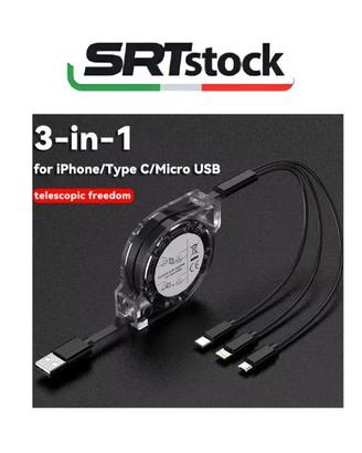 cavo di ricarica retrattile 3 in 1