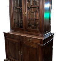 Credenza con Alzata e Vetrina in Mogano