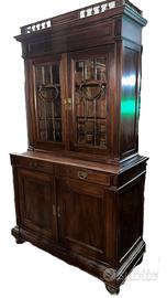 Credenza con Alzata e Vetrina in Mogano