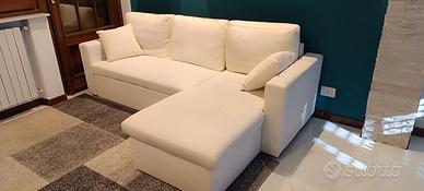 Divano letto in ecopelle bianco