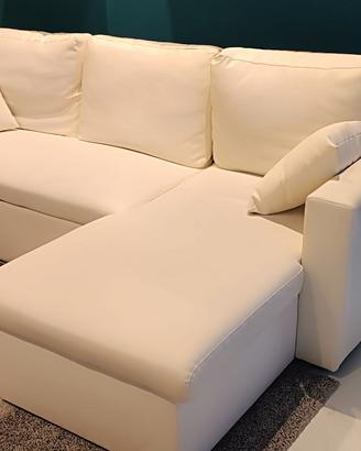 Divano letto in ecopelle bianco
