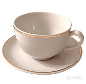 Set 2 tazze bianche in porcellana con bordo dorato