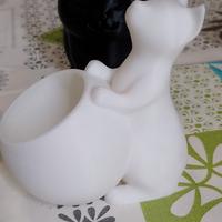 Vasetto decorativo Gatto bianco stampato in 3D 