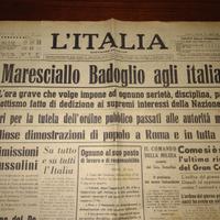 GIORNALE 1943: CADUTA MUSSOLINI, PROCLAMA BADOGLIO