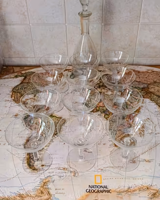 Set vintage 12 bicchieri vini bianchi e decanter