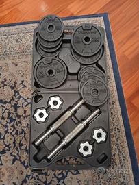 Set 2 Manubri Pesi da 20kg Totali con 12 Dischi