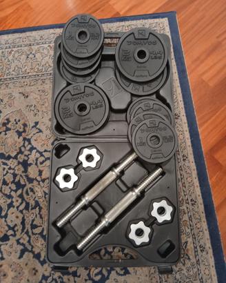 Set 2 Manubri Pesi da 20kg Totali con 12 Dischi