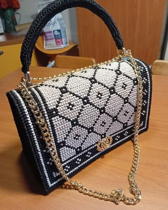 Borsa uncinetto su rete handmade