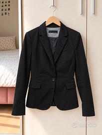 Blazer nero Zara basic cotone slim righe tg L44