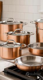 batteria di pentole in rame non induzione