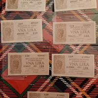 7 Banconote 1 lira anni 40