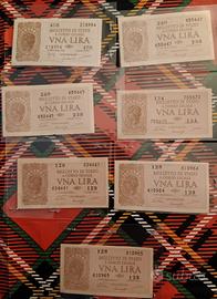 7 Banconote 1 lira anni 40