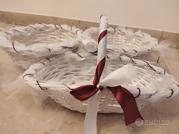 Cestino vimini matrimonio riso petali fiori