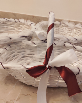 Cestino vimini matrimonio riso petali fiori