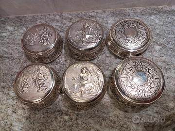 LOTTO 6 antiche scatola portagioie ARGENTO 