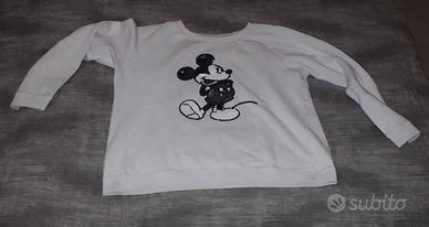 Felpa Bianca Disney Topolino con Paillettes 