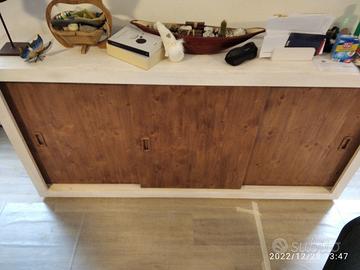 credenza in abete unita spizza 3 ante scorrevoli