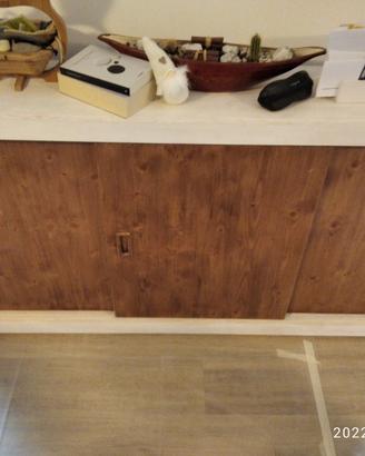 credenza in abete unita spizza 3 ante scorrevoli