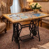 TAVOLINO IN GHISA "SINGER" CON PIANO TAVOLO IN MAR