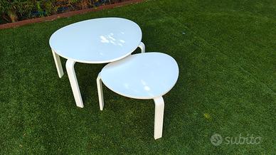 SVALSTA IKEA coppia di tavolini laccati bianco
