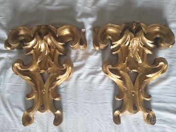 2 antiche lampade appliques dorate barocche