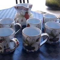6 boccali + caraffa ceramica Faenza