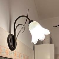 2 Appliques a fiore ferro battuto e vetro