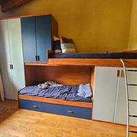 cameretta completa legno massello. 3 letti