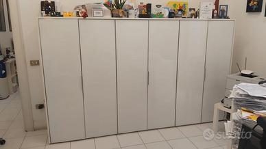 Armadio ufficio blocco unico a 6 ante in vetro