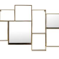 Scaffale da parete con specchio in metallo dorato