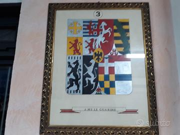 quadro con cornice oro del 3° Rgt. Granatieri "Gua