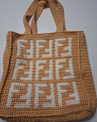 borsa beige bianca crochet