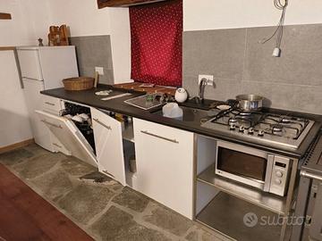 cucina laccata bianca con piano in pietra